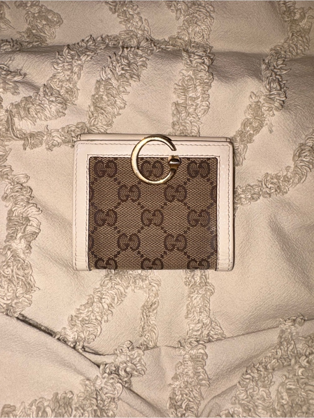 Vintage Gucci GG Monogram canvas white leather wallet